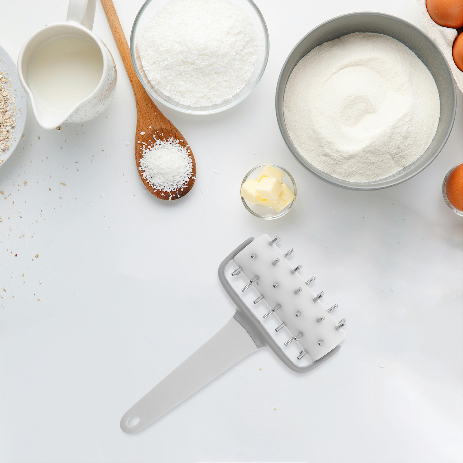 Pizza Stone Baking - スパイク付きピザローラー生地圧延器、ピザ、クッキー、パイ、ペストリー、パンの成形用ハンドヘルドキッチンベーキングツール