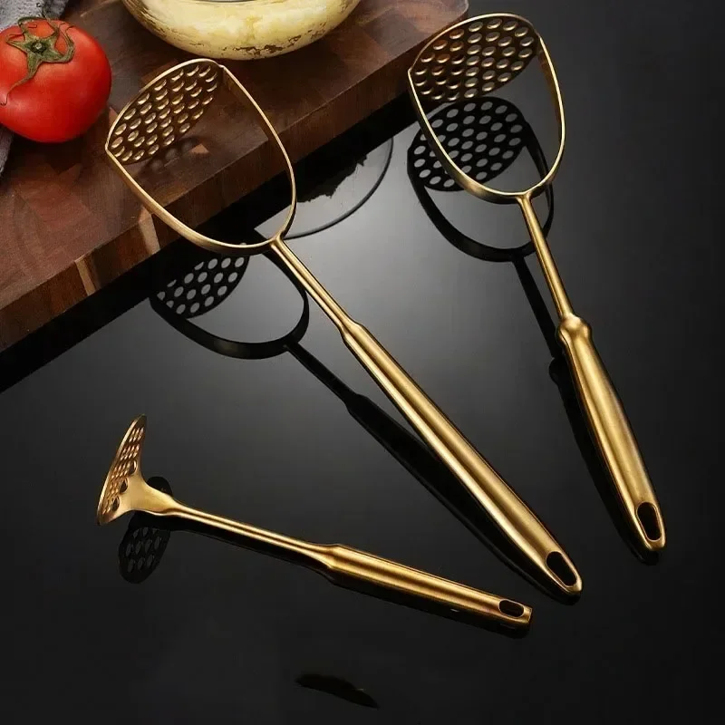 Kitchen Gadgets Hacks - ホームステンレス鋼ポテトマッシャー手動食品クラッシャースムーズガーリックプレッサーカボチャライサーキッチンガジェット家庭用食器