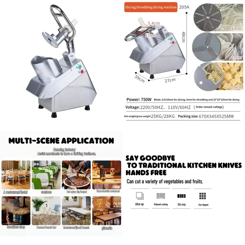 Vegetable Chopper - 自動野菜カッター・スライサー・チョッパー 家庭用および野菜加工工場用 220Vモーター 新品