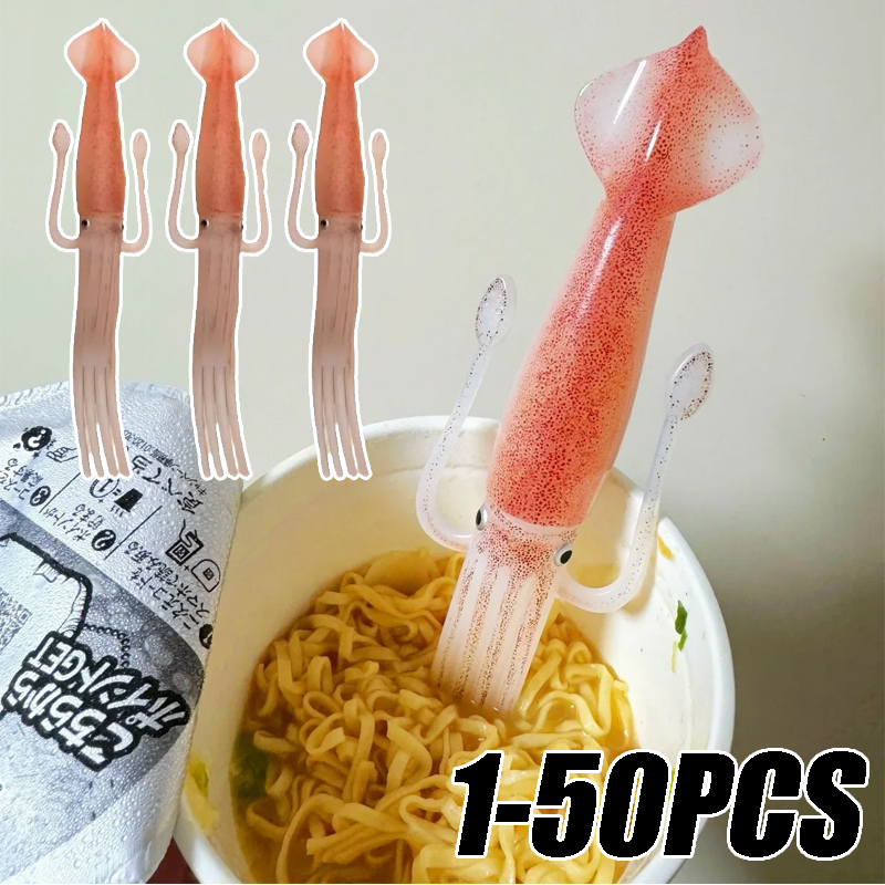 Kitchen Gadgets Japanese - 1-50 個のタコをテーマにしたフードフォーク、風変わりな日本のデザインの器具、フルーツ、デザート、麺用、ユニークなキッチンガジェット