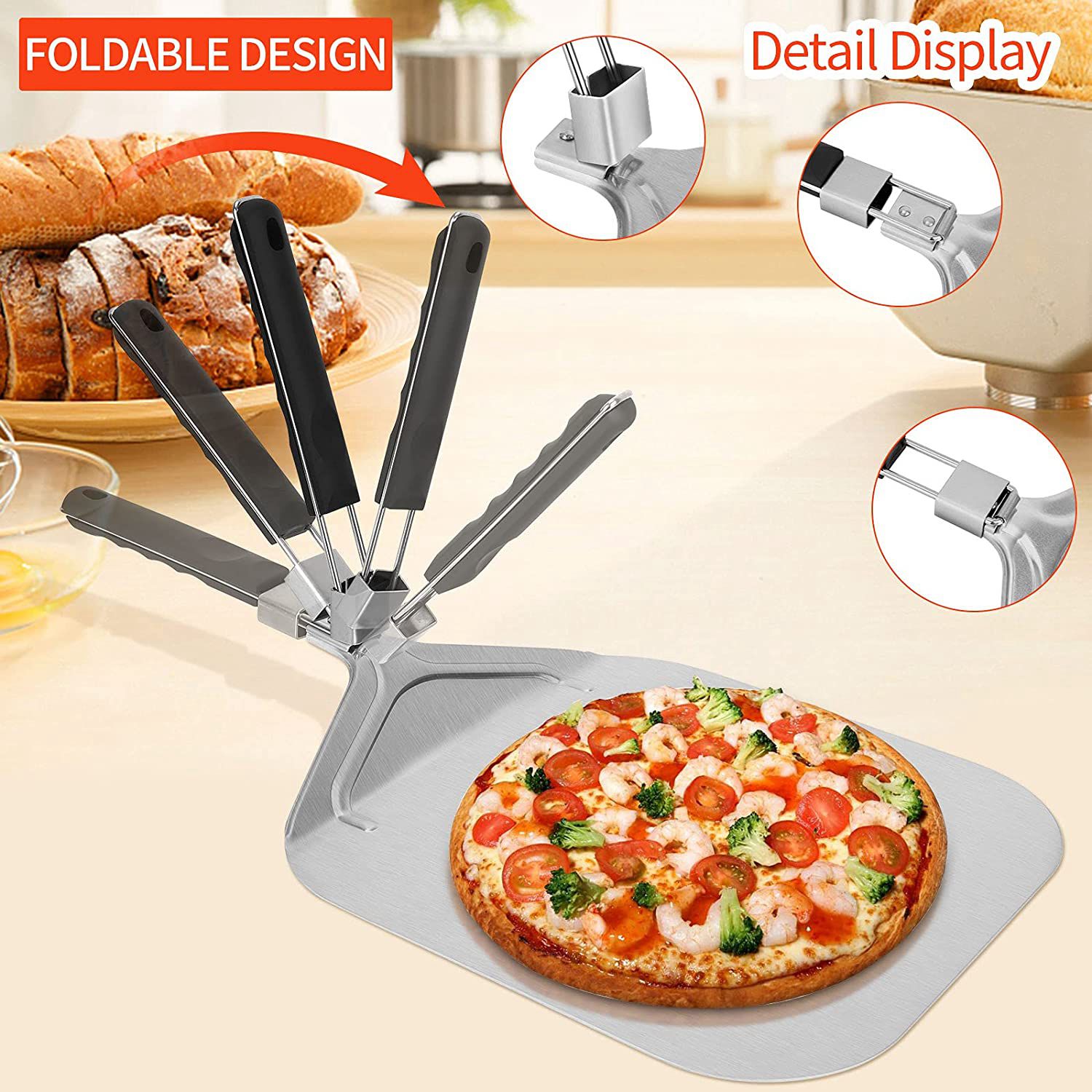 WSFS! ピザストーン用折りたたみアルミピザピール、オーブ - Pizza Stone Baking のレビューと価格