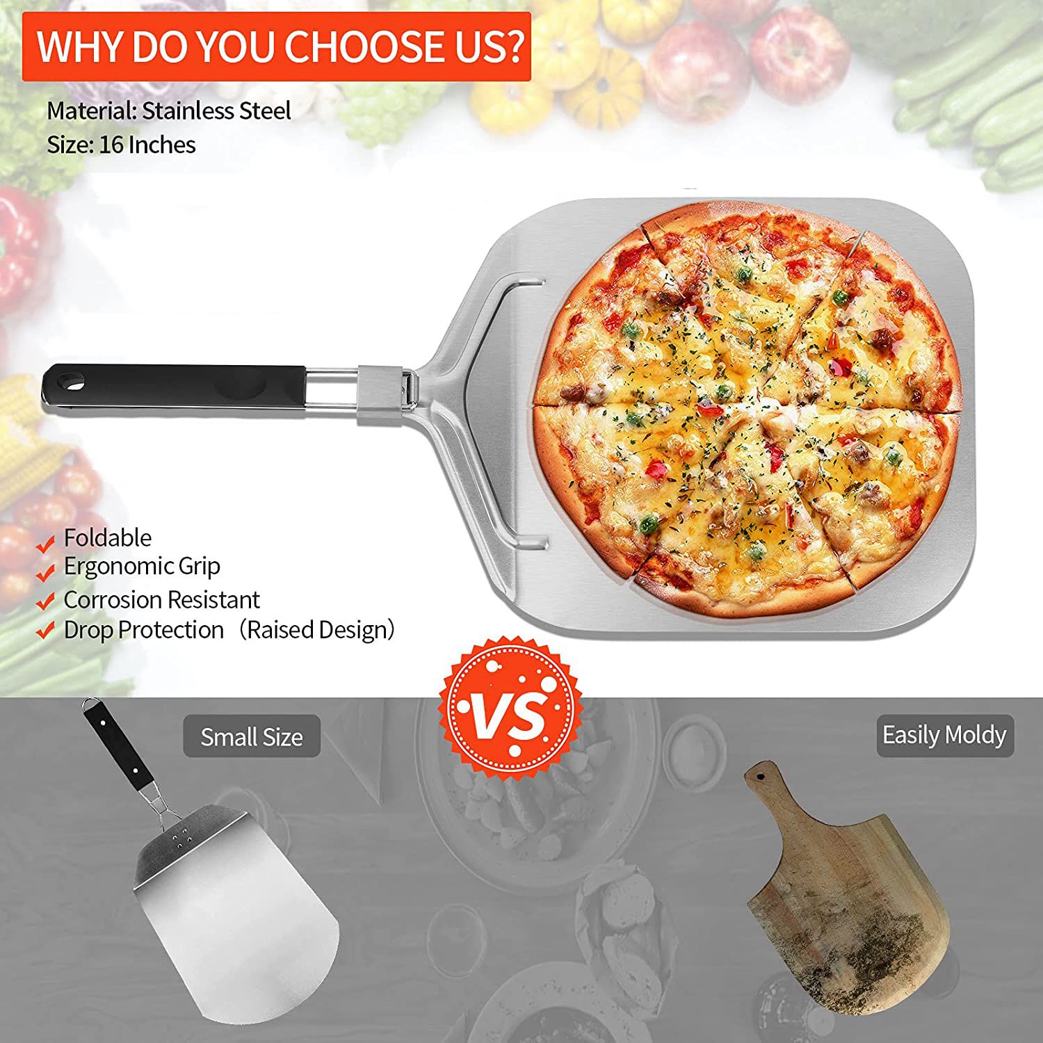 WSFS! ピザストーン用折りたたみアルミピザピール、オーブ - Pizza Stone Baking のレビューと価格