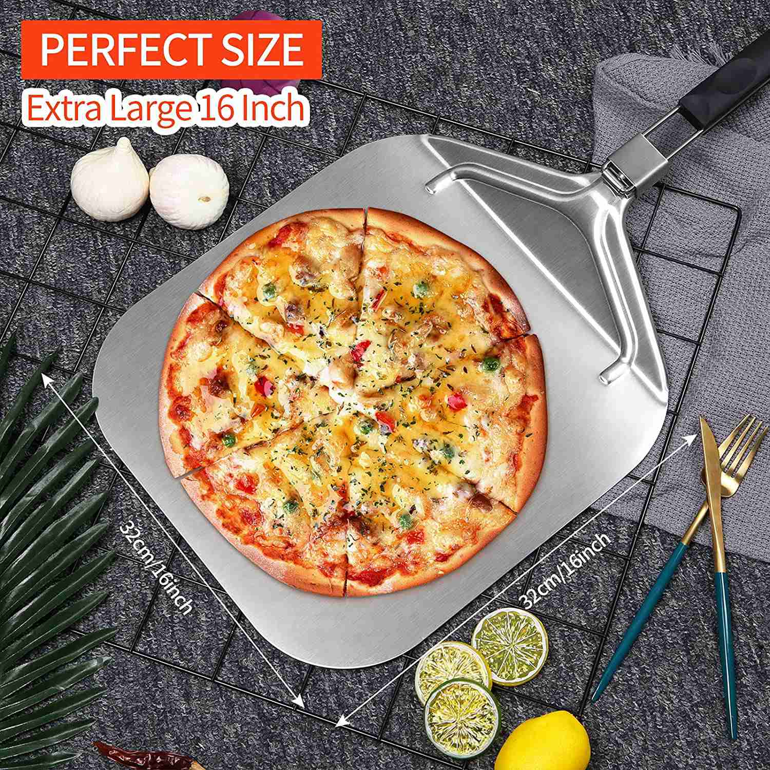 WSFS! ピザストーン用折りたたみアルミピザピール、オーブ - Pizza Stone Baking のレビューと価格