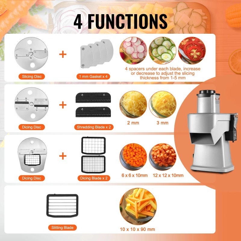 SucceBuy 電動野菜スライサー 4 in 1 多機能フ - Vegetable Chopper のレビューと価格