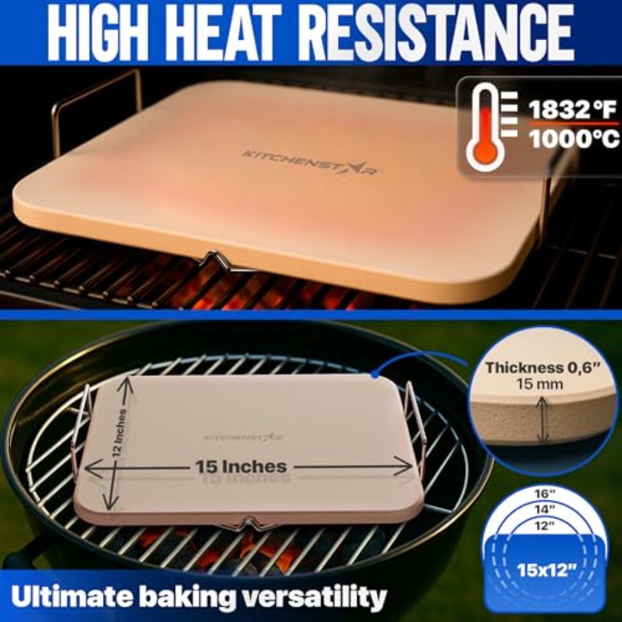 15x ピザストーン オーブンとバーベキューグリル用 ハンド - Pizza Stone Baking のレビューと価格