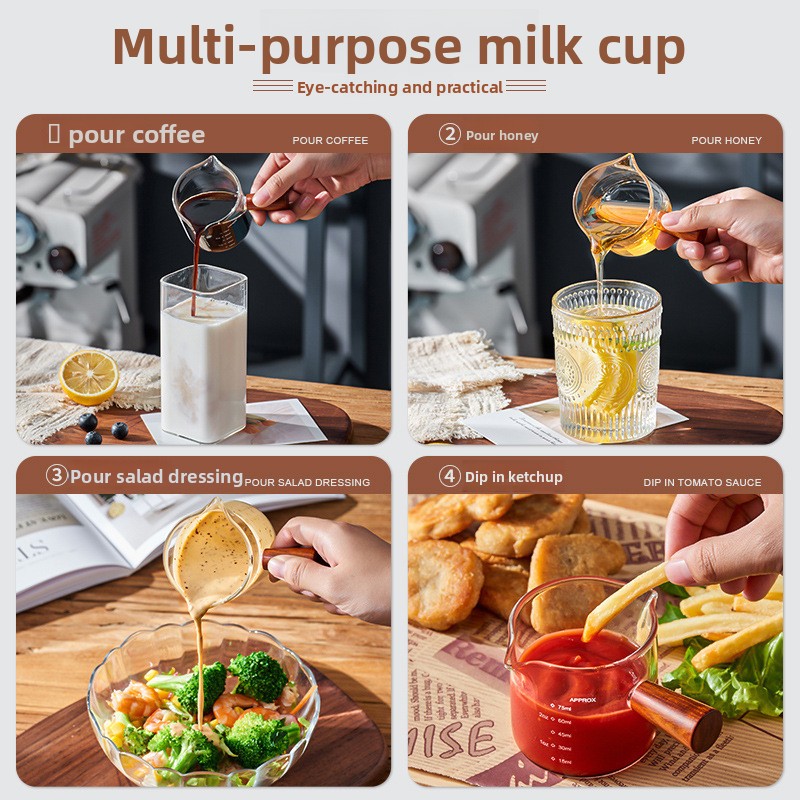 耐熱ガラス製計量カップ 木製ハンドル ミニピッチャー エスプ - Kitchen Gadgets Usa のレビューと価格