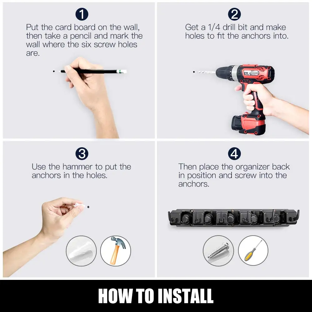 壁掛けモップホルダー 3/4/5 ポジション多機能ほうきハン - Kitchen Gadgets Hacks のレビューと価格