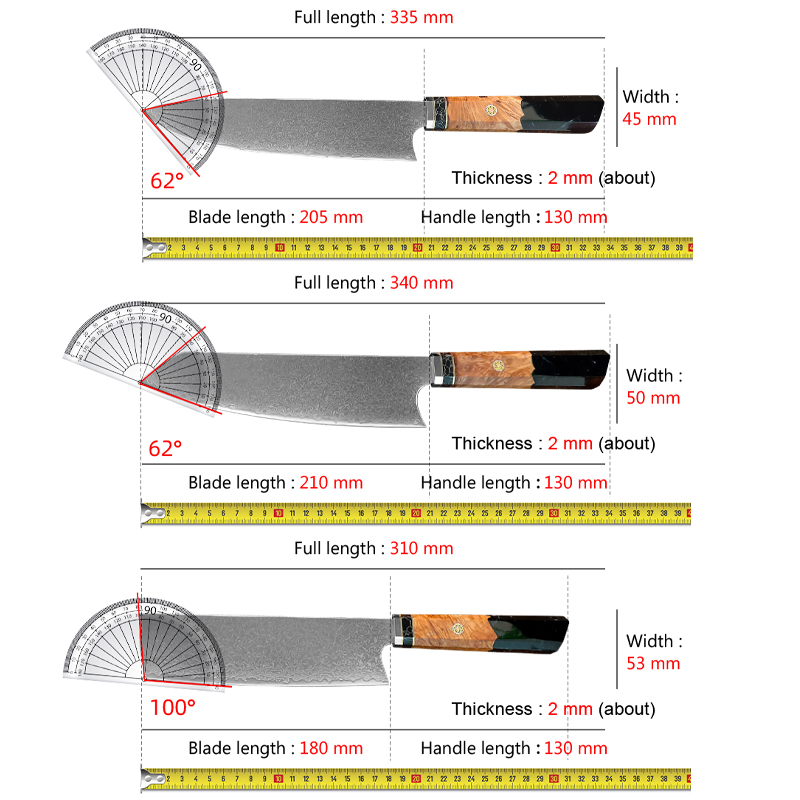 日本のダマスカス鋼プロ仕様キッチンナイフセット、野菜・肉・刺 - Kitchen Gadgets Japanese のレビューと価格