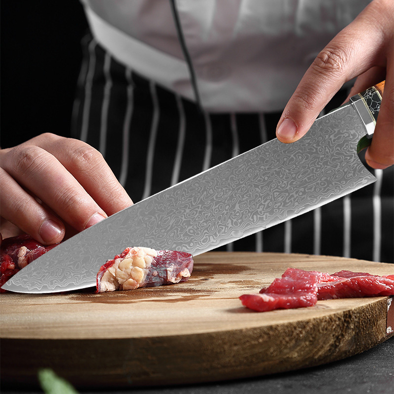 日本のダマスカス鋼プロ仕様キッチンナイフセット、野菜・肉・刺 - Kitchen Gadgets Japanese のレビューと価格