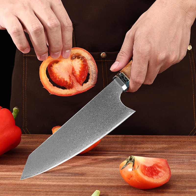 日本のダマスカス鋼プロ仕様キッチンナイフセット、野菜・肉・刺 - Kitchen Gadgets Japanese のレビューと価格